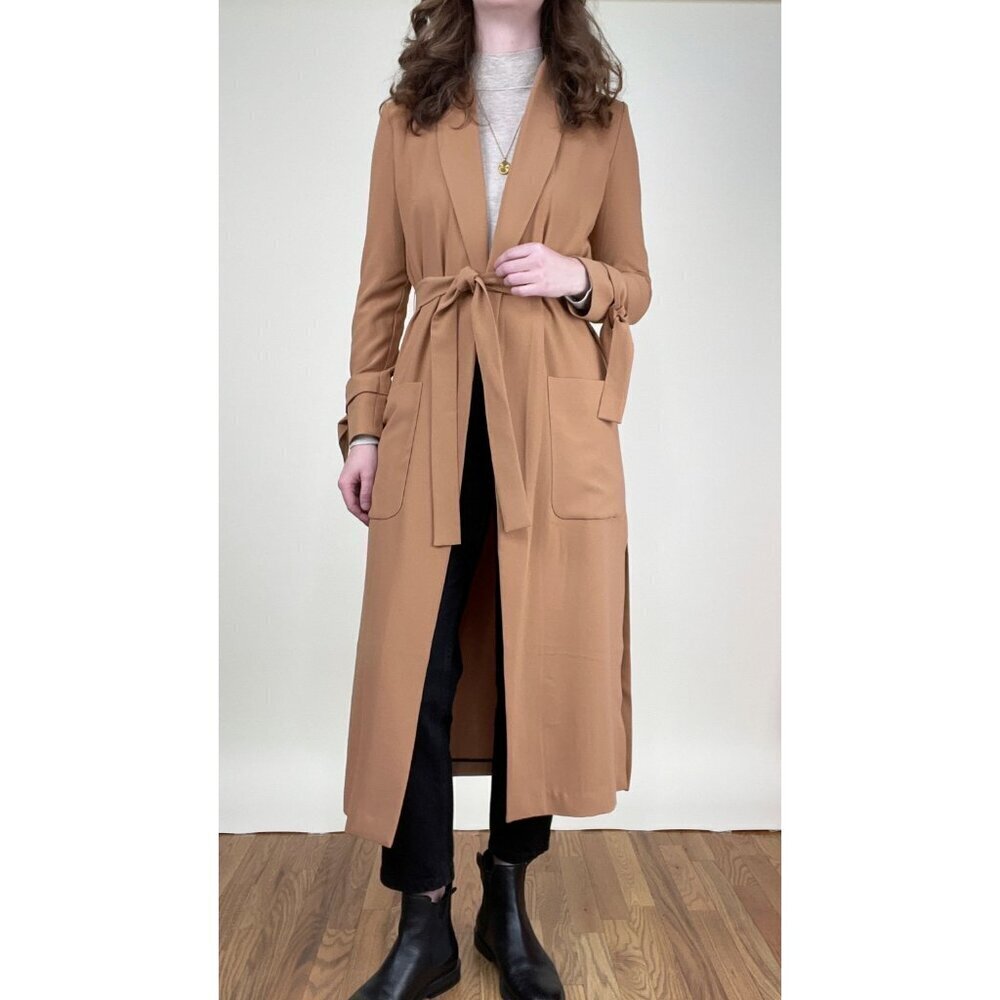 Anthropologie Amanda Uprichard Long Duster Trench Peacoat Old Money Quiet Luxury